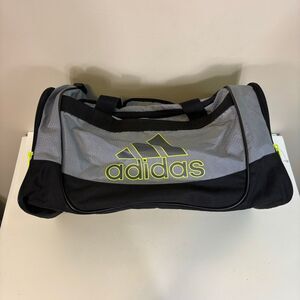 Adidas Grey with Black and Neon Yellow Small Duffle Bag Unisex